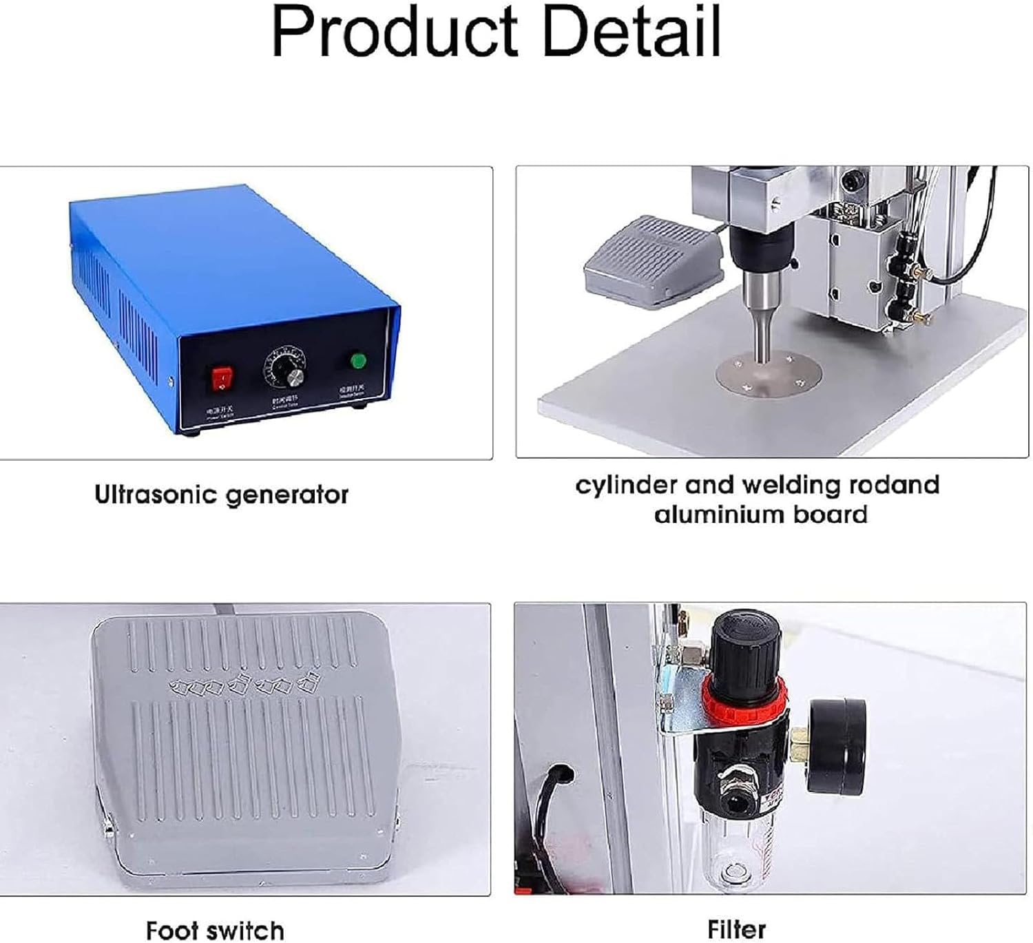 Spawarka punktowa ultradźwiękowa 1200W 35KHz z pedałem nożnym, grot 9mm do nylonu, włóknin i termoplastów, szybkie spawanie 0.4-8s | Przemysłowa spawarka do masek i produkcji medycznej
