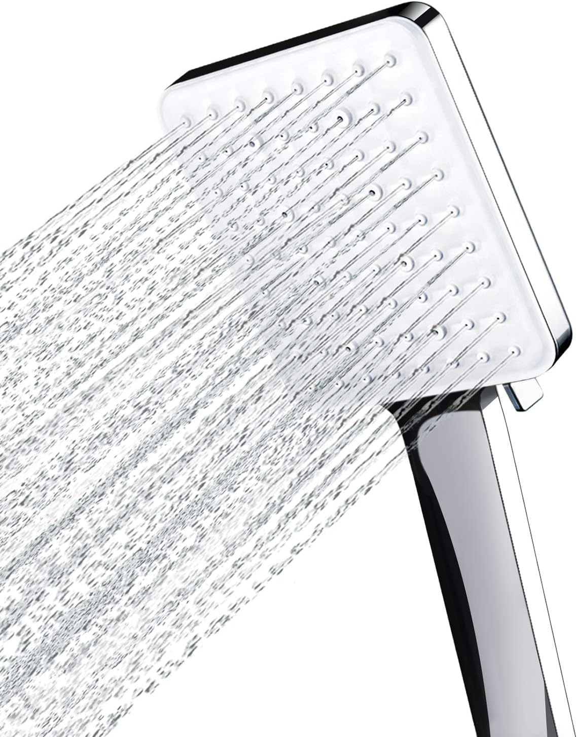 Newentor Large Square Shower Head with One Hand Control, High Pressure with 6 Shower Modes, Chrome