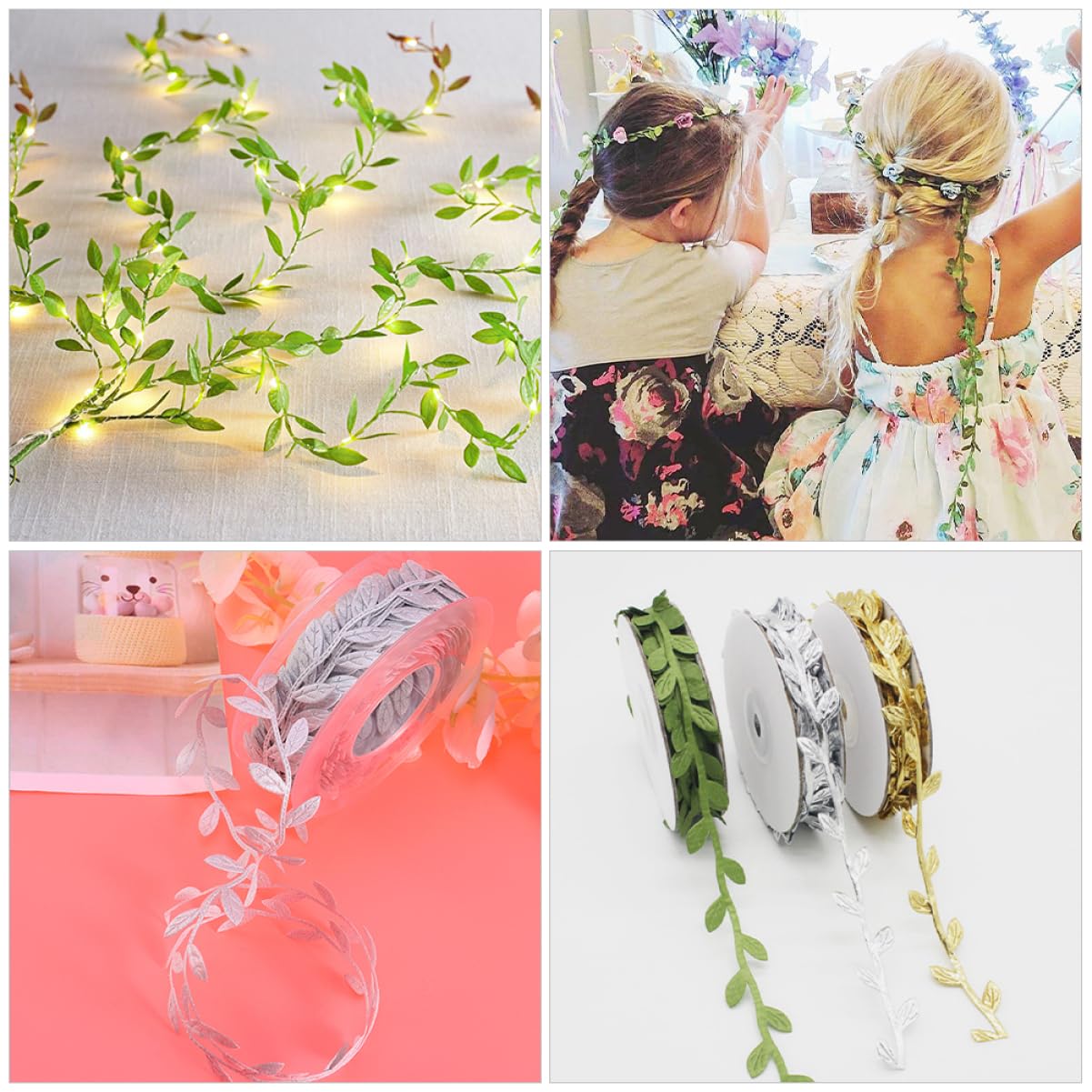 HOMSFOU 4 Set Nastro Decorativo Foglia E Verde Per Fai Da Te E Decorazioni Festive Per Avvolgere Regali Bouquet E Progetti Creativi Matrimonio E Feste 3 * 4