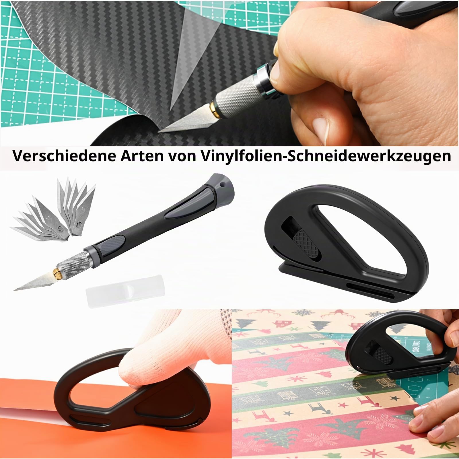 EHDIS Folierungs Werkzeug Set, Rakel Set für Folie, mit Bulldozer Rakel, Filzrakel, Scheibenabzieher Auto, Cuttermesser, Micro Rakel, für Fensterfolie, Tönungsfolie Auto, Auto Folierung