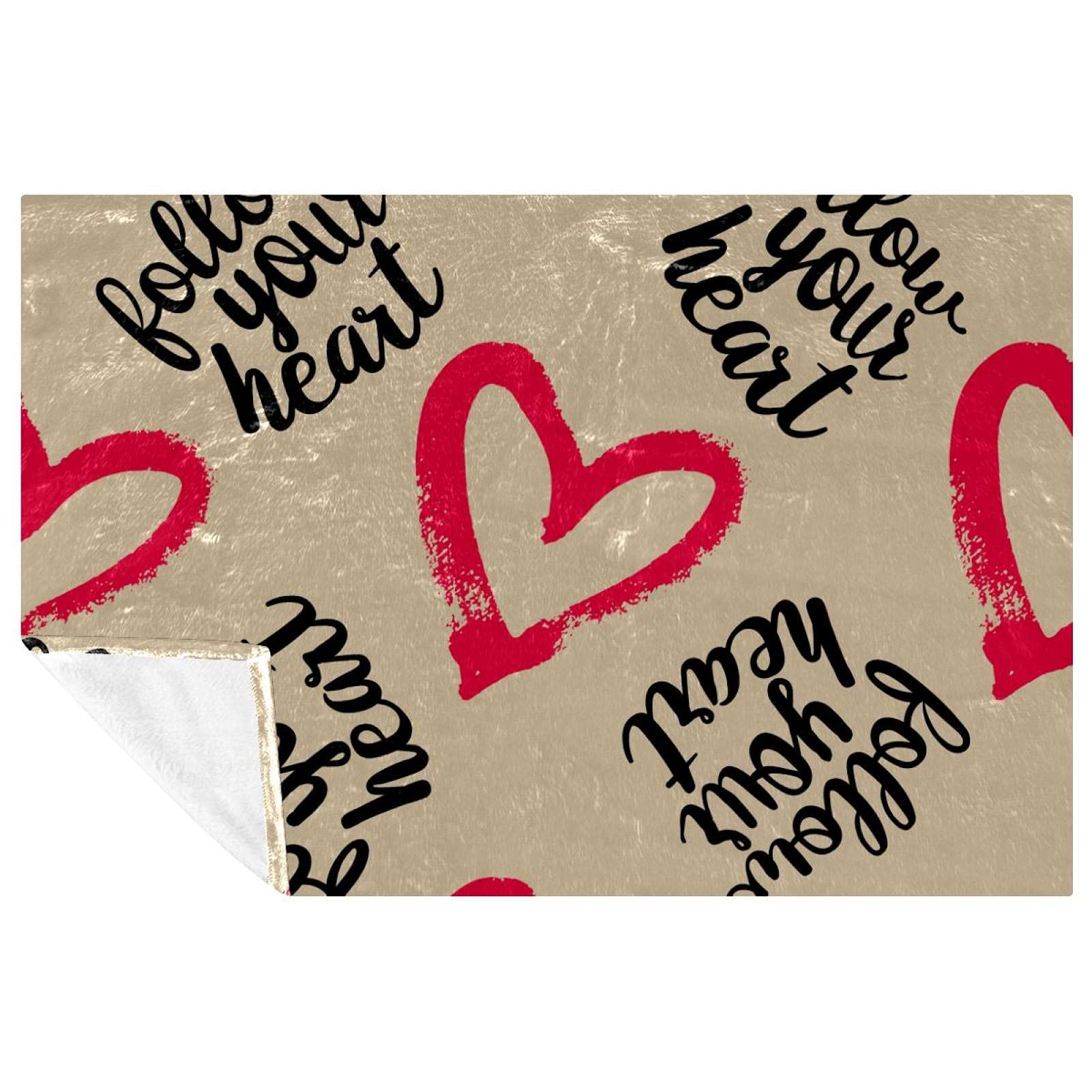Couverture douce motif Follow Your Heart Love idée cadeau lit et canapé