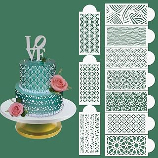 mdgfge Cake Decoration Stencils Templates Baking Cookie Stencils Wedding Spray Floral Cake Molds for Buttercream Fondant Dessert Decorating Template Cake Decoration Supplies (10 Pcs)