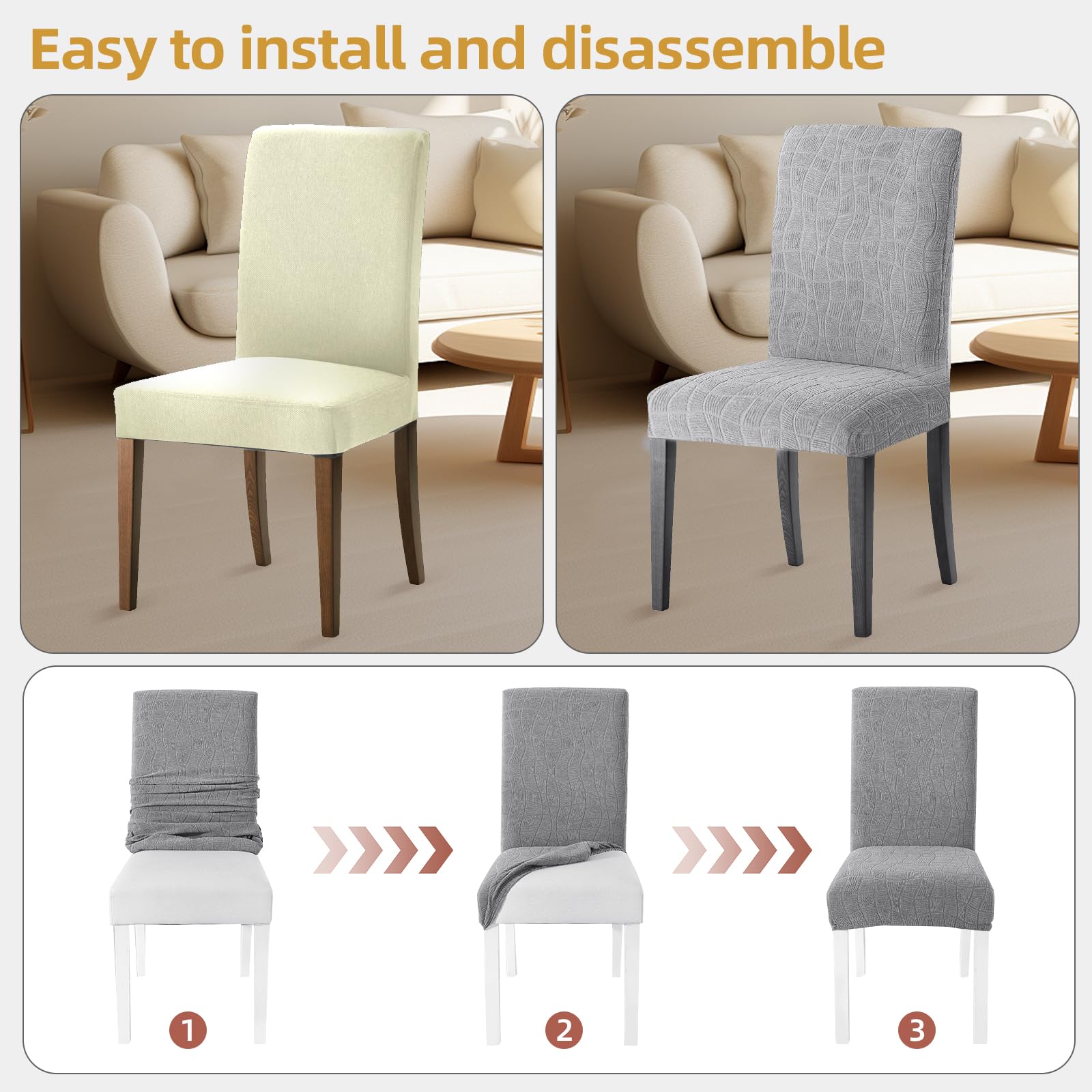 Ystyle Housse De Chaise 6 Pièces, Housse Chaise Salle À Manger Élastique, Couvre Chaise Moderne Extensible, Lavable Protection Chaise, Universel Housse pour Chaise Mariage, Gris Clair