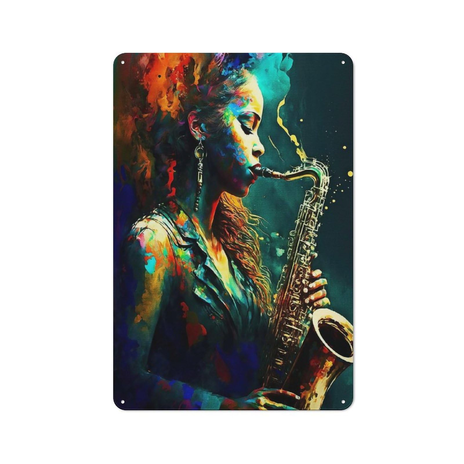 Junmoney Style-10 Tin Wall Plaque 30X20cm With Digital Painting Rhythm For Workshop Wall, With Clear Retro Wall Decor Character