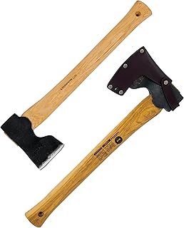 Tool & Knife Woodworker Axe 1.5 Lb W/Leather Sheath - 1060 High-Carbon Steel Camping Axe with American Hickory Handle - Perfect for Camping, Survival, Firewood Splitting & Outdoor Crafting