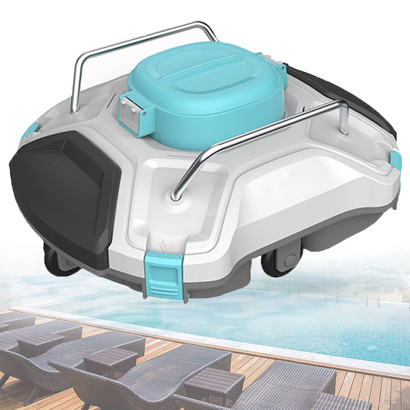 Limpiador de Piscina de Robot automático, vacío de Piscina robótica inalámbrica para Piscina sobre el Suelo y la Piscina en el Suelo con una Fuerte succión y Mango Superior