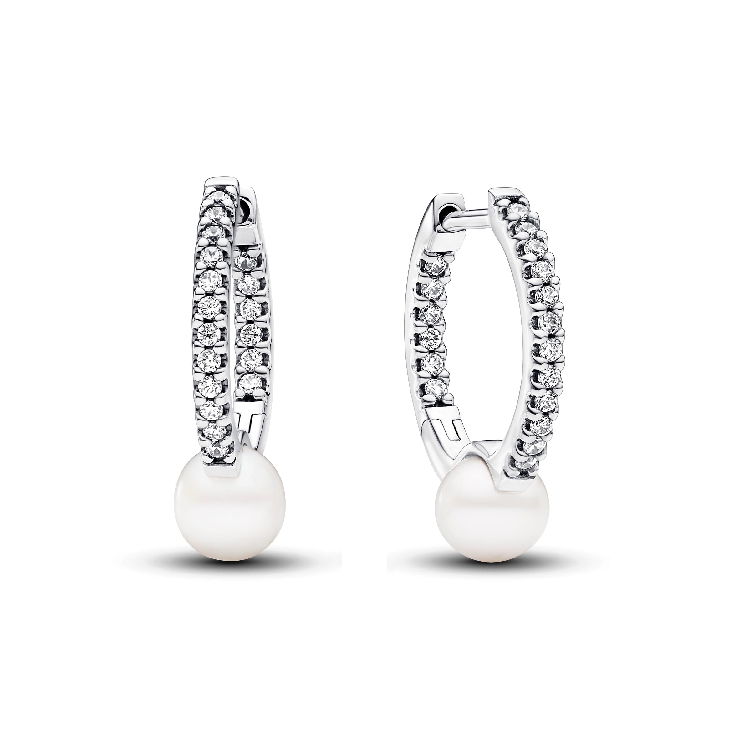 PANDORA Pendientes Pandora de aro 293171C01 perlas y pavé
