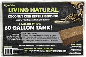 Komodo Coconut Coir Peat 3 Brick Pack | 100% Natural Coconut Coir Reptile Terrarium Habitat Bedding | for Tropical or Desert Environments | Fits up to a 60 Gallon Tank