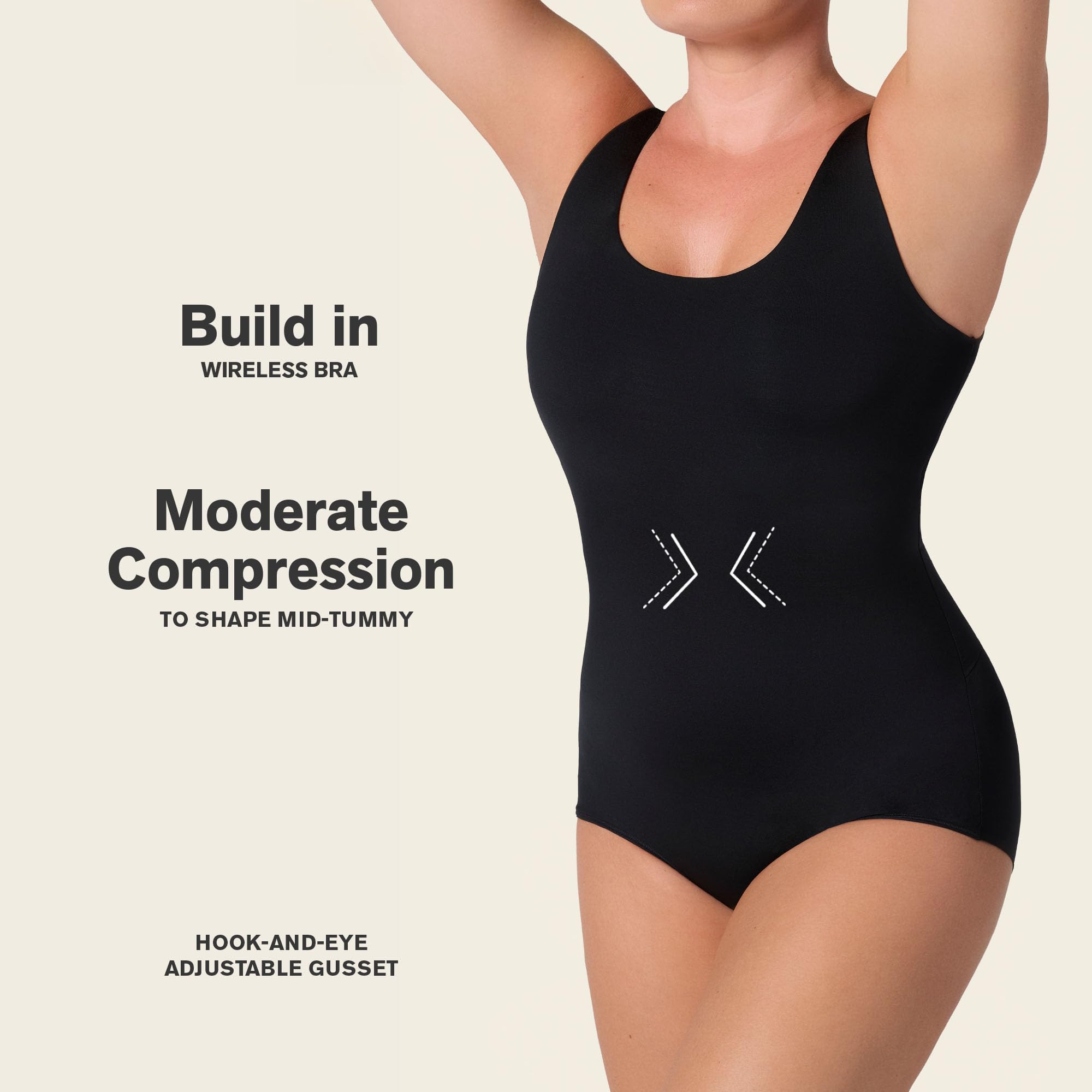 Leonisa Bare Boldly Body Moldeador Sin Mangas con Top Interno - Faja Body Reductor de Abdomen y Espalda - Shapewear Sin Mangas con Compresión Fuerte en Abdomen Medio - Uso Interior o Exterior