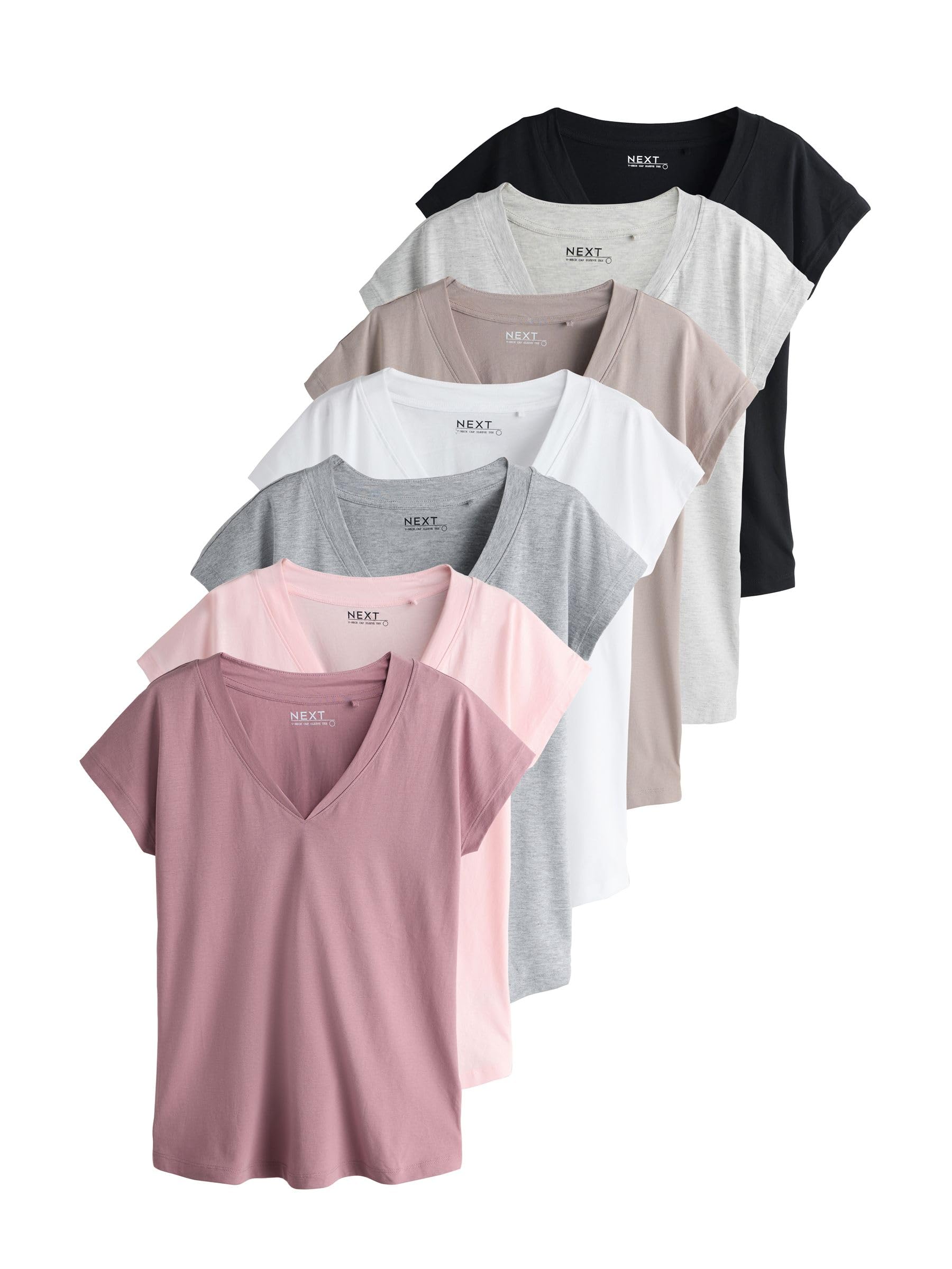 NEXT Damen 7er-Pack T-Shirts mit überschnittenen Schultern