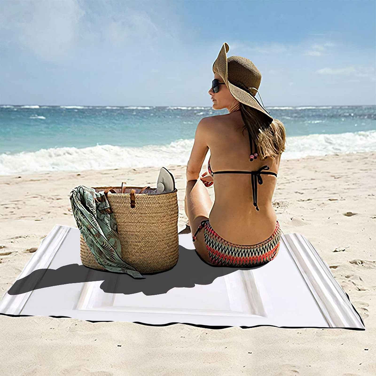Telo Da Mare 3D Strisce Bianche Stampato Asciugamano Da Spiaggia 150x200cm Asciugamano Microfibra Grande Antisabbia Leggero Telo Mare Per Sport Piscina Viaggi In Famiglia Vacanze