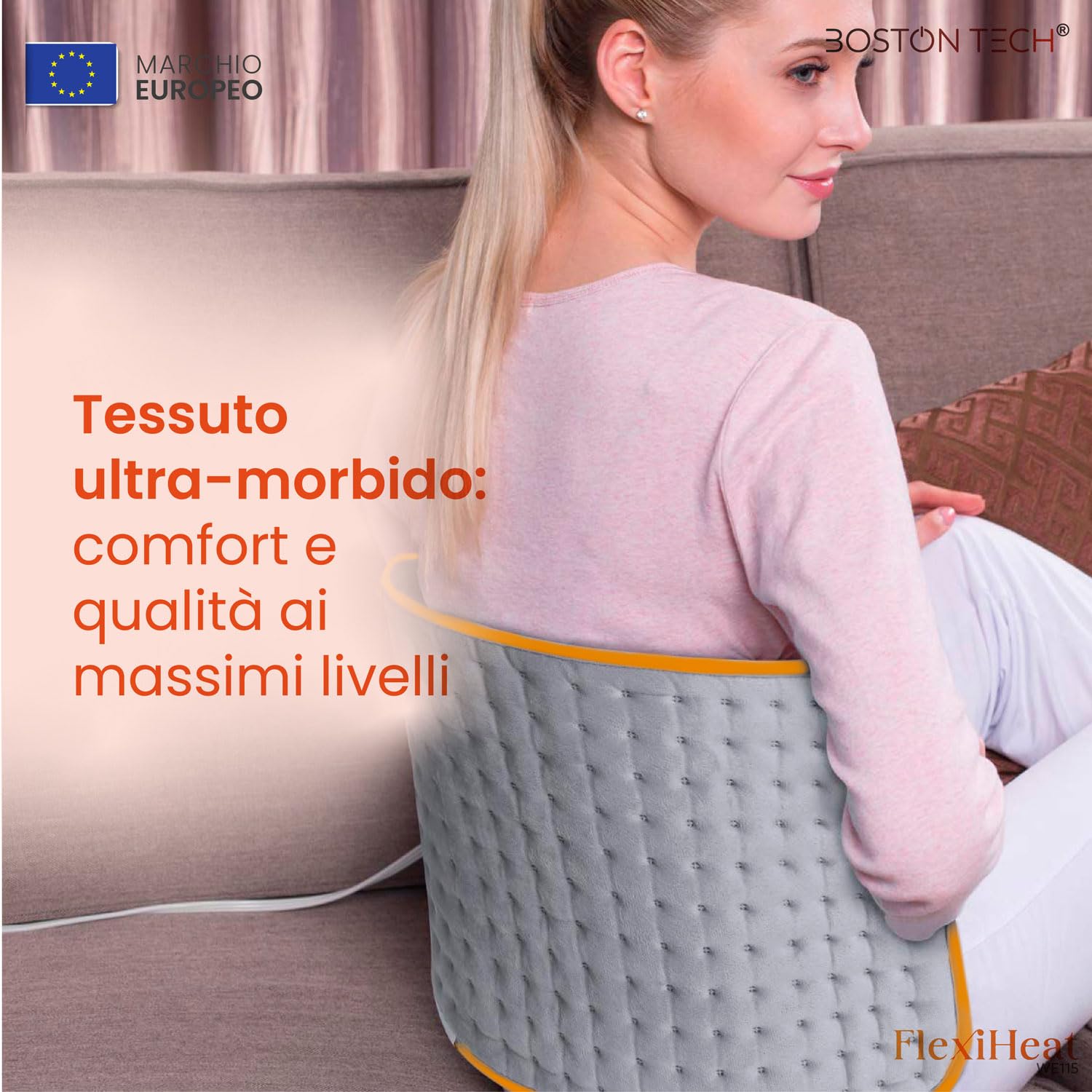 Termoforo Elettrico FlexiHeat | Microfibra Morbida 30x60cm | Riscaldamento Rapido | Sollievo dal Dolore | 3 Livelli di Temperatura + Spegnimento Automatico | Display Illuminato | Lavabile in Lavatrice