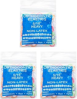 JMU Orthodontic Elastics 5/16 Heavy, 300 Pack, Neon, Orthodontic Rubber Bands Latex Free Intraoral Elastic Bands Made in USA