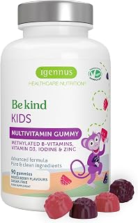 Methylierte Multivitamin Fruchtgummis für Kinder, aktive B-Vitamine, 90 Stück, Clean Label, zuckerfrei, ab 4 Jahren, Beerengeschmack, vegan, ohne künstliche Süßstoffe & Aromen, von Igennus