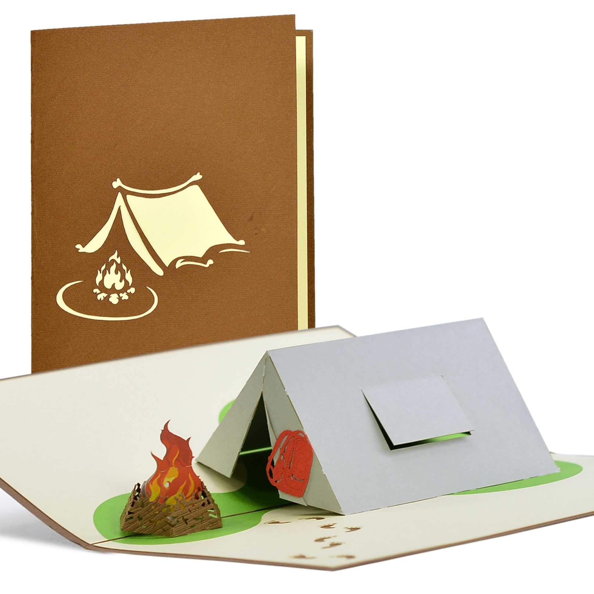 Pop up Geschenkgutschein Camping, Geburtstagskarte, Gutschein zum Zelten, Vatertagsgeschenke, Geschenkideen zum Geburtstag, H21 Bürobedarf & Schreibwaren