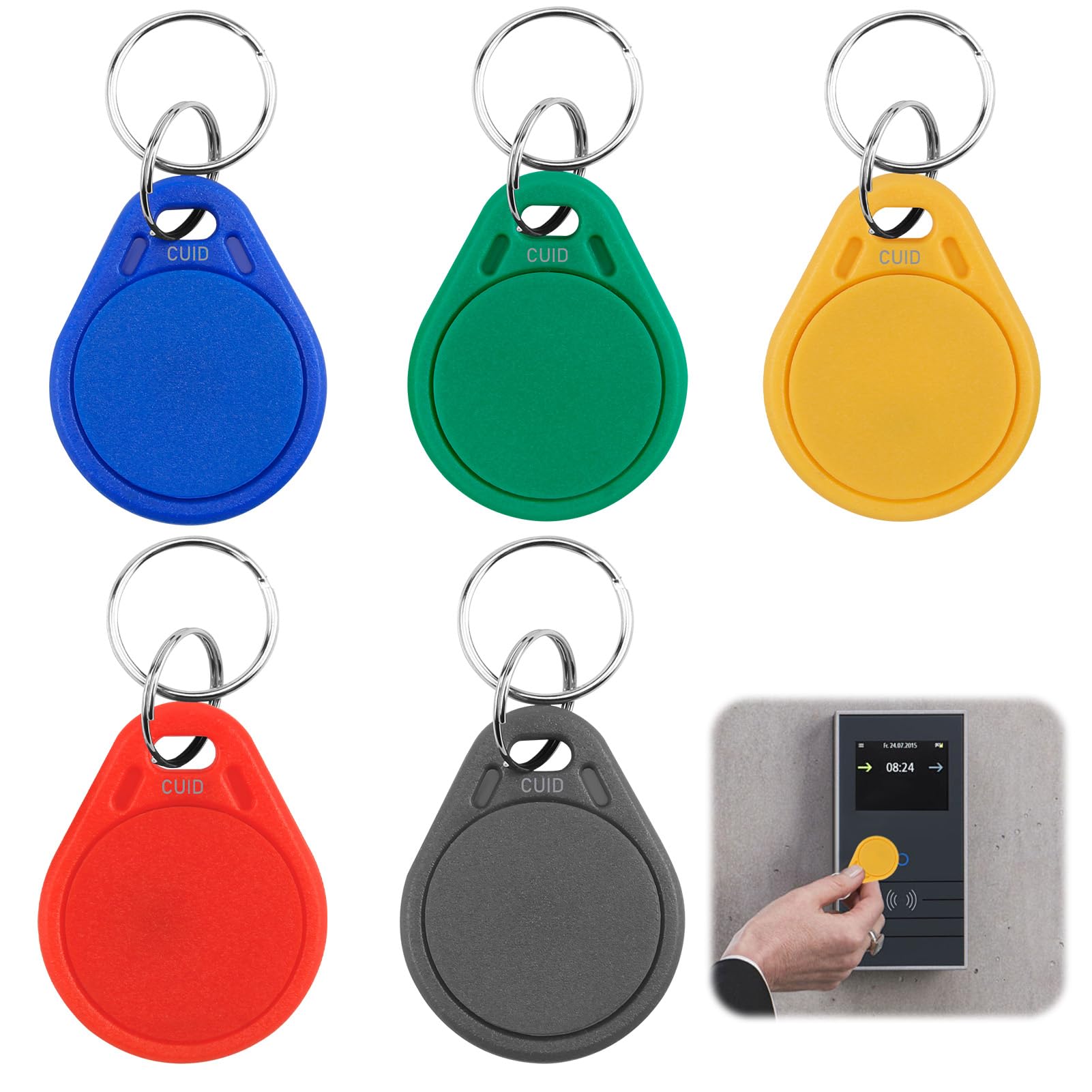 Llaveros RFID 13.56 MHz CUID Regrabables para Control de Acceso Edificios Oficinas Gimnasios