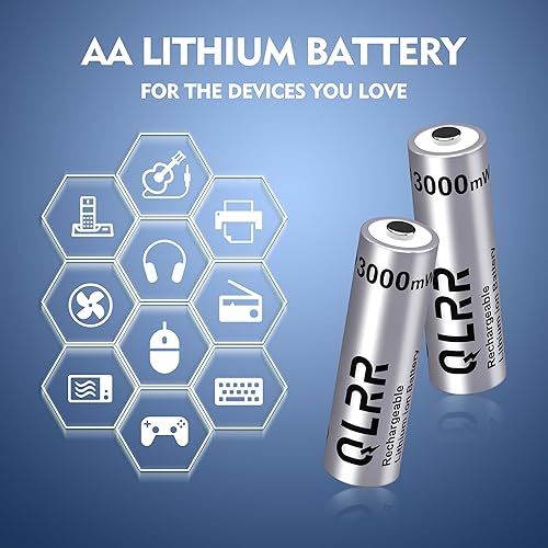 Miniatura 7 de Baterías AA de litio recargables con cargador rápido, paquete de 8 baterías AA de alta capacidad de 1.5 V, 3000 mWh, salida constante, iones de