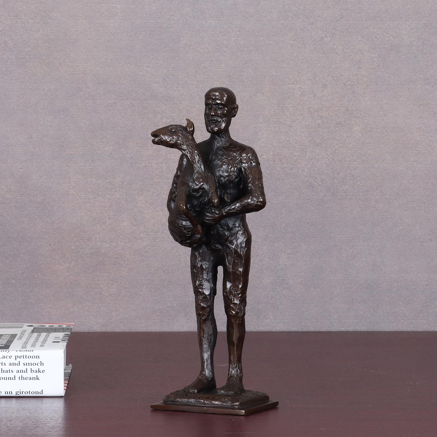 Bronze-Picasso-Skulptur "Ein Mann mit einer Ziege", Nachbildung, berühmte Skulptur, Handarbeit, Heimdekoration, 20 cm