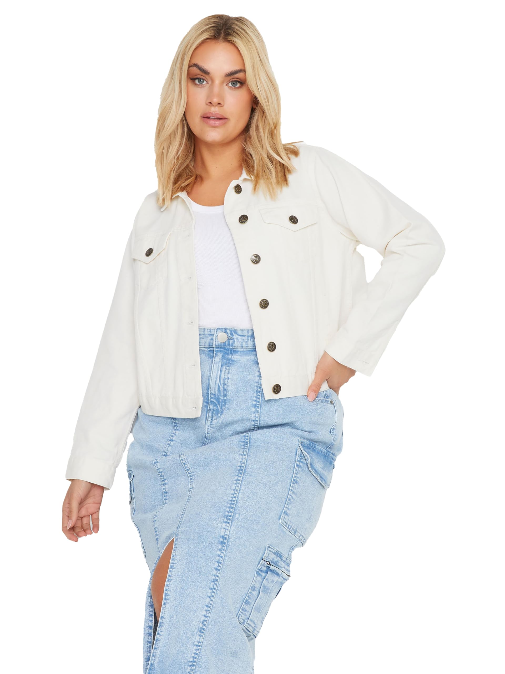 Yours Women's White Curve Ivory Denim Jacket - Plus Curve 18 Plus
