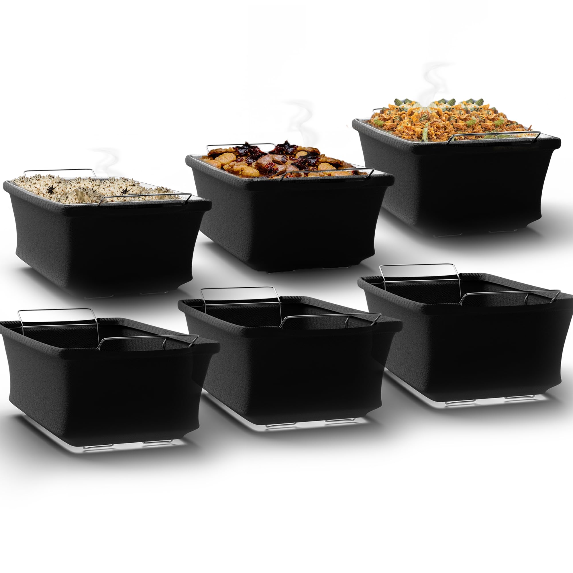 View 1 of Chafing Dish Wind Guard (Pack of 6) – Slip-On, Machine Washable Chafer Stand Cover for Full-Size Wire Chafing Racks – Wind Blocking for Chafing Fuel, Buffet & Catering, Indoor/Outdoor