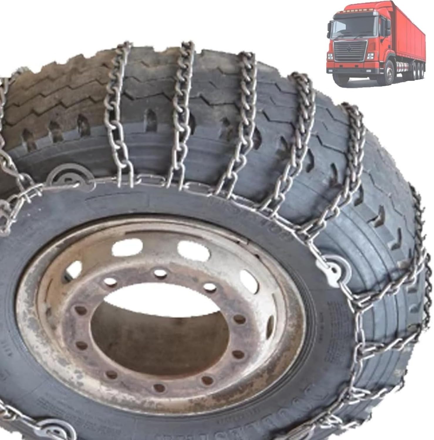 2pcs 9mm Heavy Duty Snow Tire Chains for Suv Pickup Trucks and AVT Traction Chains Manganese Skid Design for Snow and Mud Reliable Grip 11R22.5 2pcs 315/80R22.5