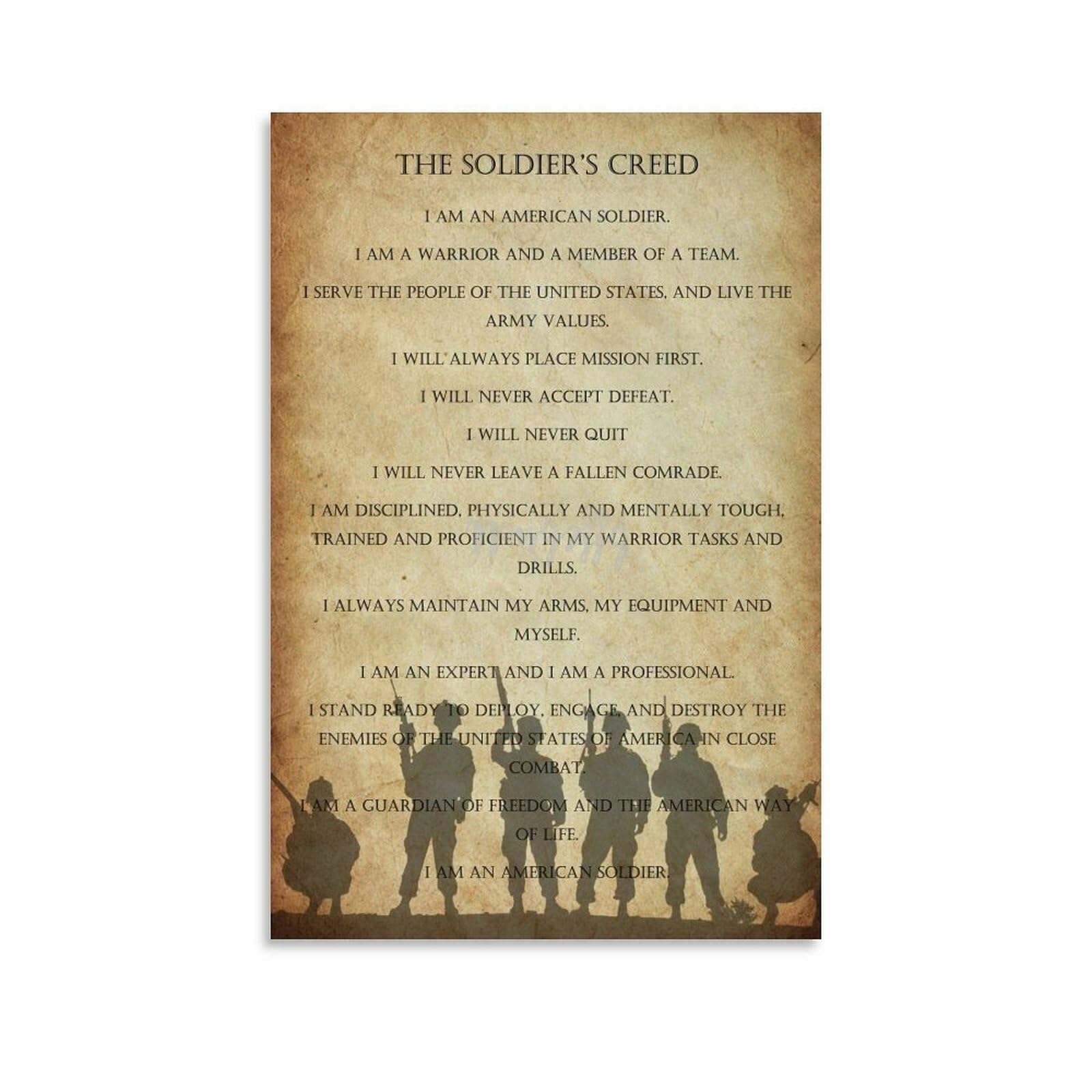 RNUMLIGH Army Tribute Wall Decor: Soldier's Creed Canvas Print for Patriotic Living Spaces(Unframed,08x12inch(20x30cm))