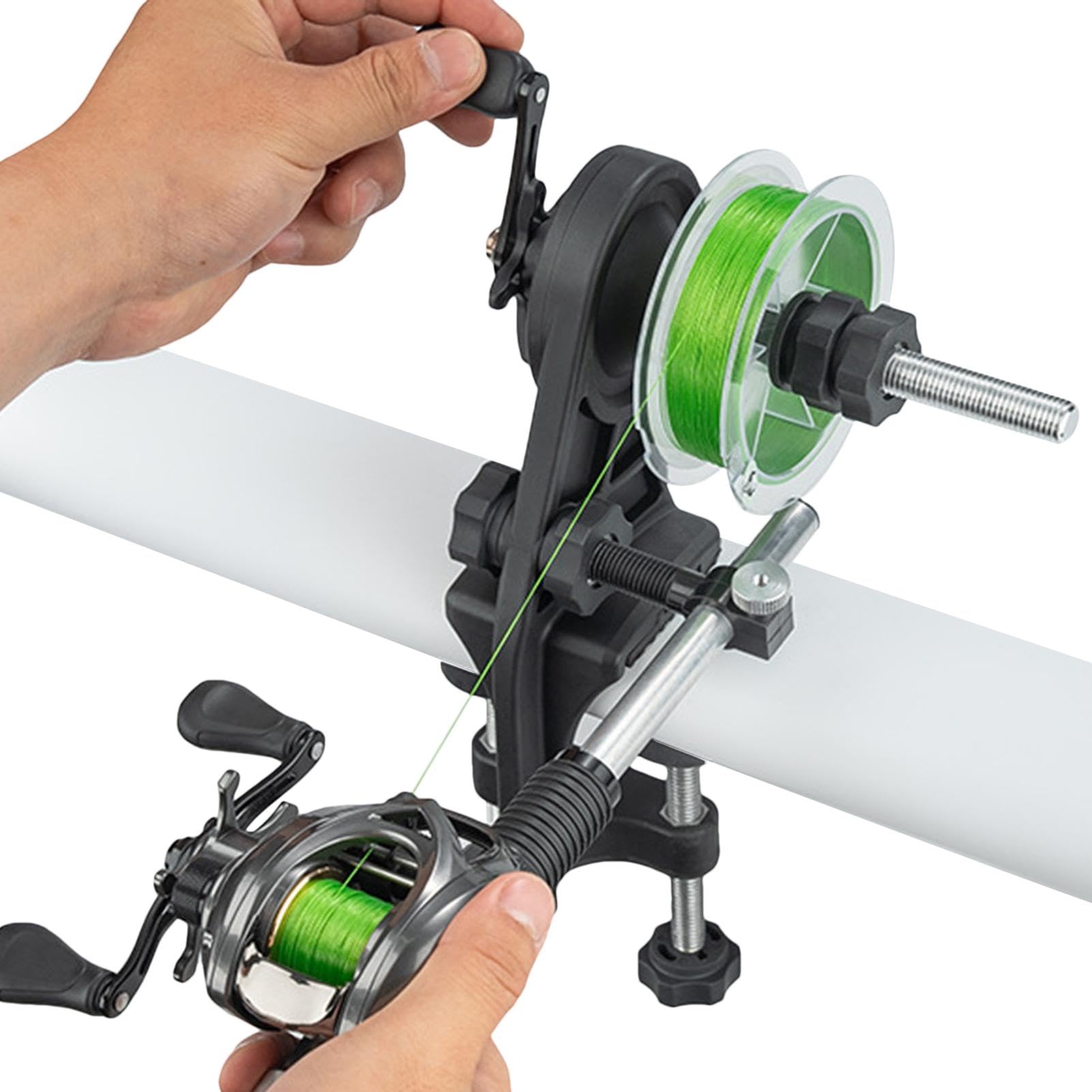 Angelrollenspooler, Aufspulen von Angelrollen, tragbarer Angelspooler, Baitcasting-Rollenspooler, verstellbares Werkzeug zum Aufspulen von Baitcasting- und Spincast-Rollen