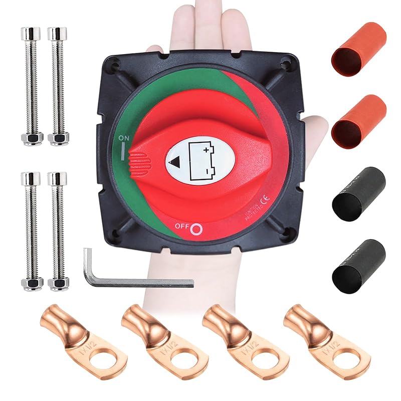 Chave Seccionadora de Bateria Ampper 12–48 V 600 A com Terminais de Cobre – Kit