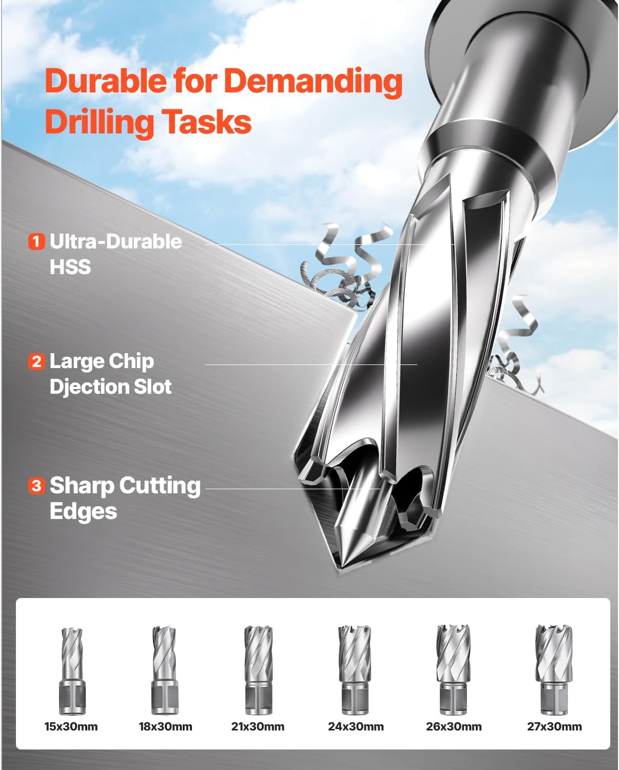 Happybuy Magnetic Drill, 1450W Motor with 2 in Boring Diameter. 2878 lbf Portable Electric Mag Drill Press. Comes with 6 Coring Bits, Variable Speed. Ideal for Metal Surface Drilling