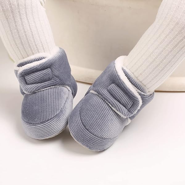 Baby Winter Warm Fleece Bootie, Newborn Non-Slip Soft Sole Winter Shoes Sock Shoes Cute Adjustable Crawling Shoes Prewalker Boots for Girls Boys Toddler 0-18 Months - 3