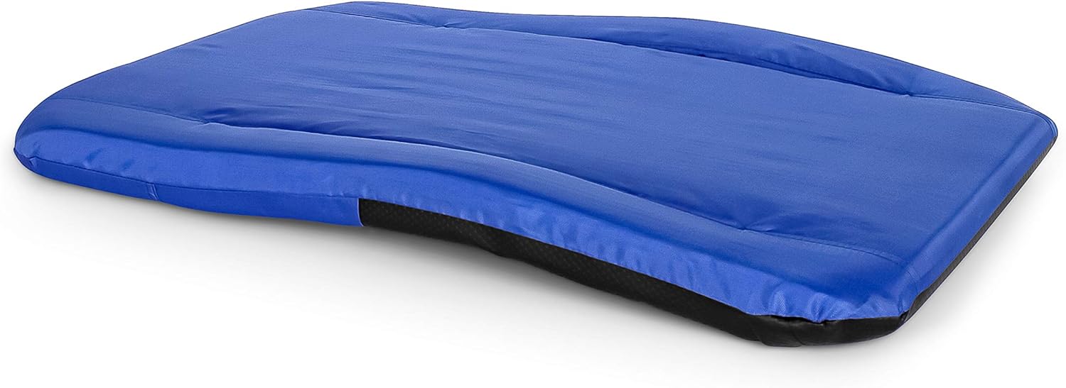 Camco Portable Stadium Seat | Steel Frame w/Padded Cushion Seat, Back Support & Armrests | Invertible Armrests for Wider Seat & Non-Skid Bottom | Great for Camping, RVing, Picnic & More | Blue (53095)