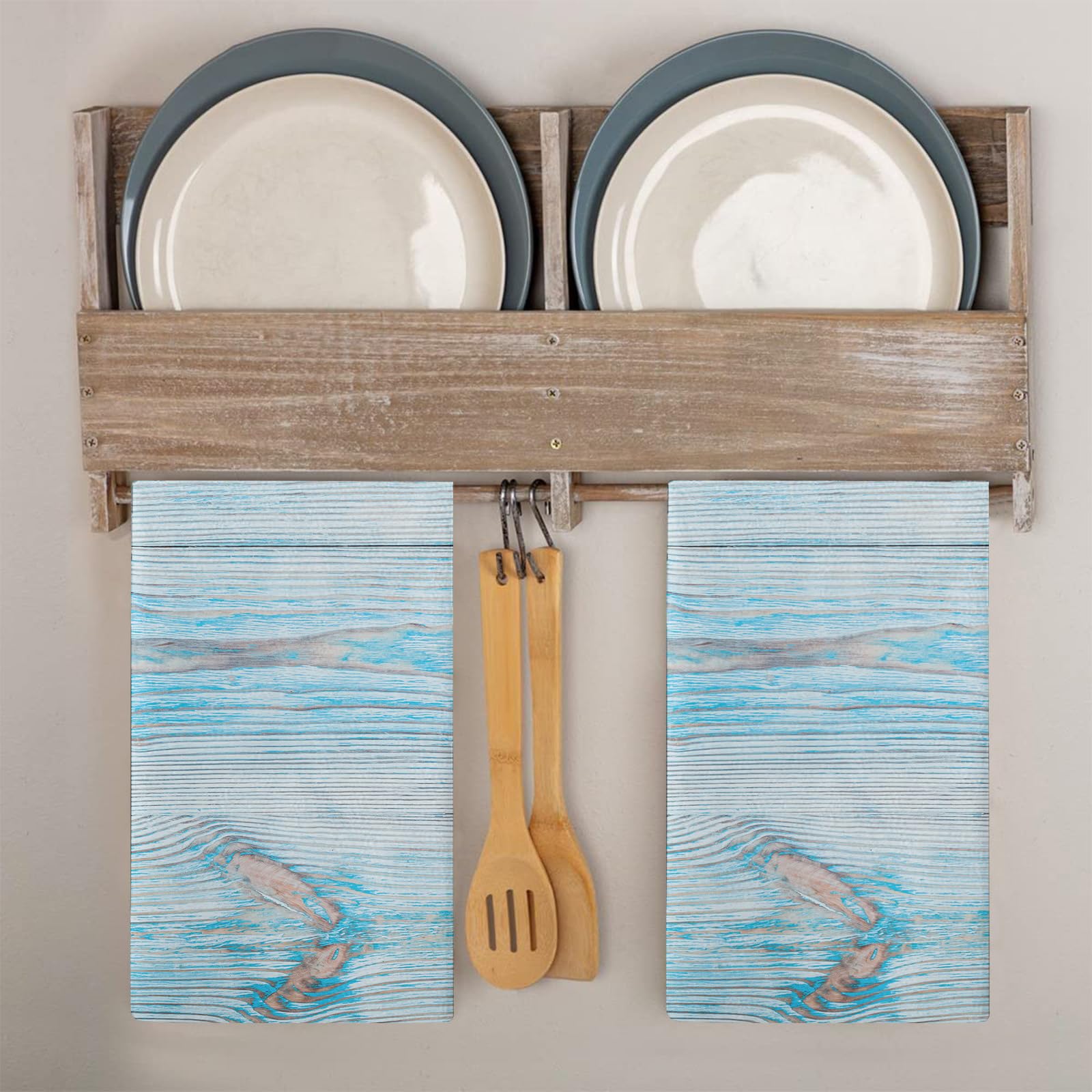 Trapos Cocina Grano De Madera Azul Paños de Cocina Microfibra Paños Cocina Suaves Lavable Toallas Reutilizables Absorbentes Baño Pañuelo de Mano Trapos de Cocina 2 Piezas (44x74 cm)
