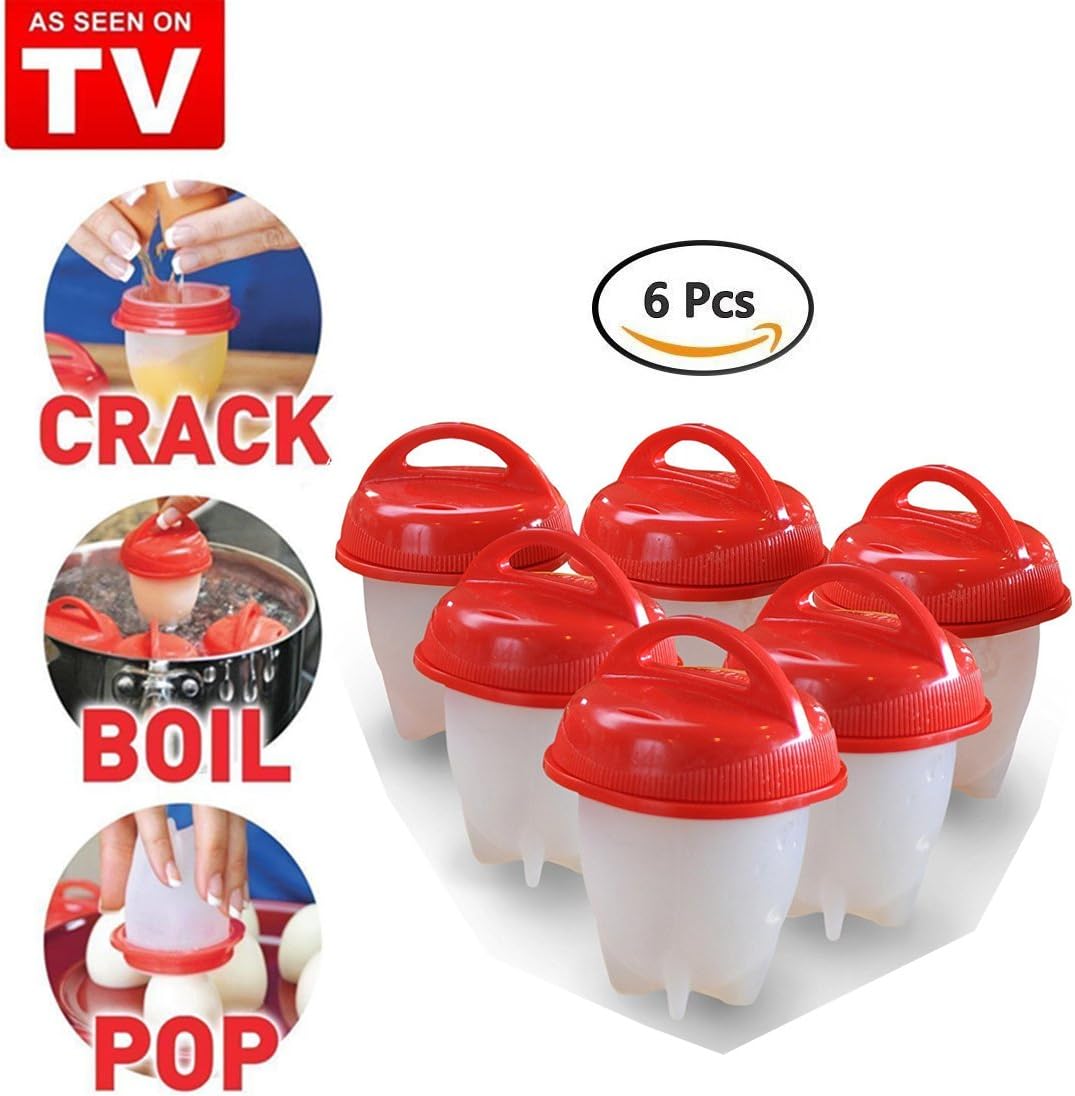 As Seen On TV:Egg Cooker Hard & Soft Maker,BPA Free, Non Stick Silicone, No Shell,Silicone Eggs Maker without the Shell (6 Pack)