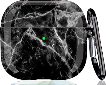 Compatible with Airpods 3rd Generation Case Not Fit Pro - Wonjury Marble Protective Hard Compatible with Airpods 3 Case Cover Shockproof Women Girls with Keychain, Marble Black