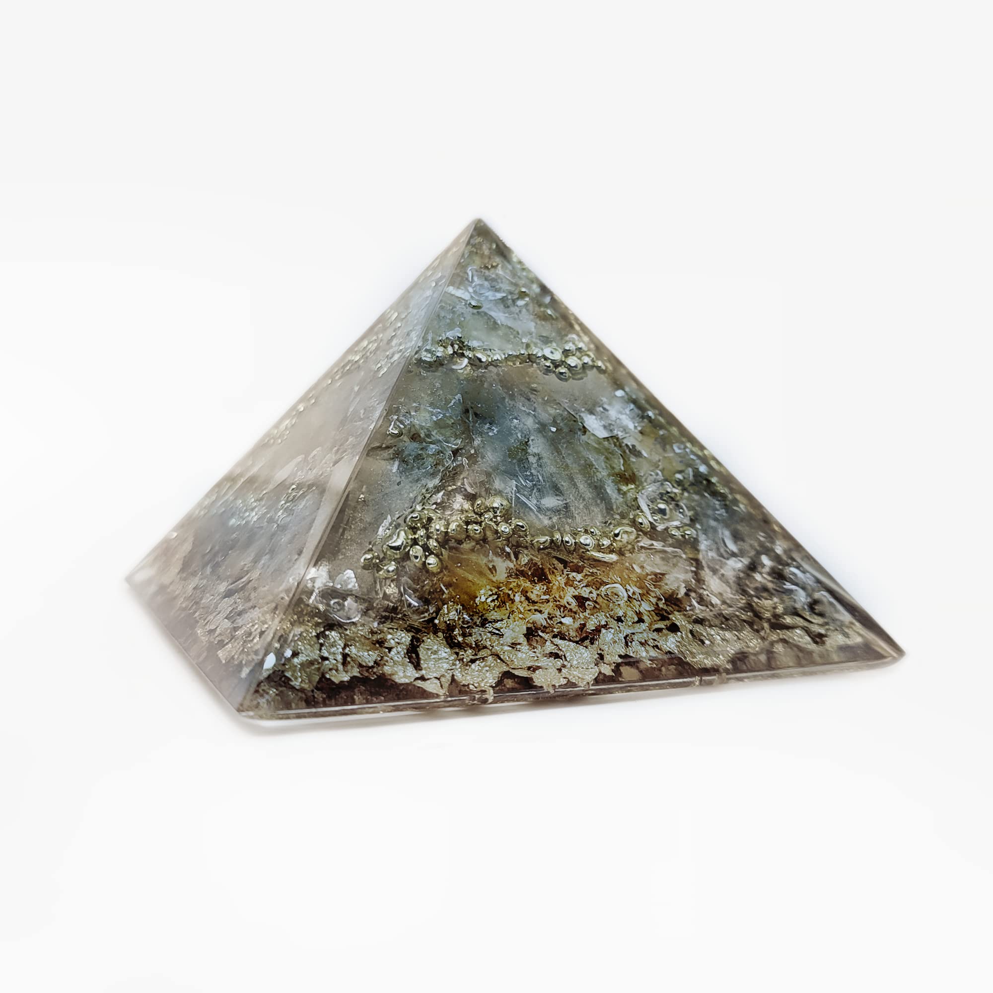 Große Orgonit Pyramide Schemen - Großer Spiritueller Orgon Kristall mit Edelsteinen | Rauchquarz | Bergkristall | Herkimer Diamant [XXL 16cm]