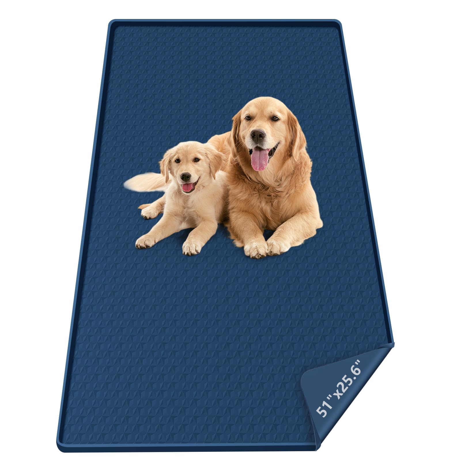 Bartuke Pee Pads for Dogs, 51" x 25.6" Extra Large Reusable Silicone Mat, Washable Puppy Training Pads for Potty Training, Non-Slip, Leak-Proof, Indoor Floor Protection (Navy Blue)