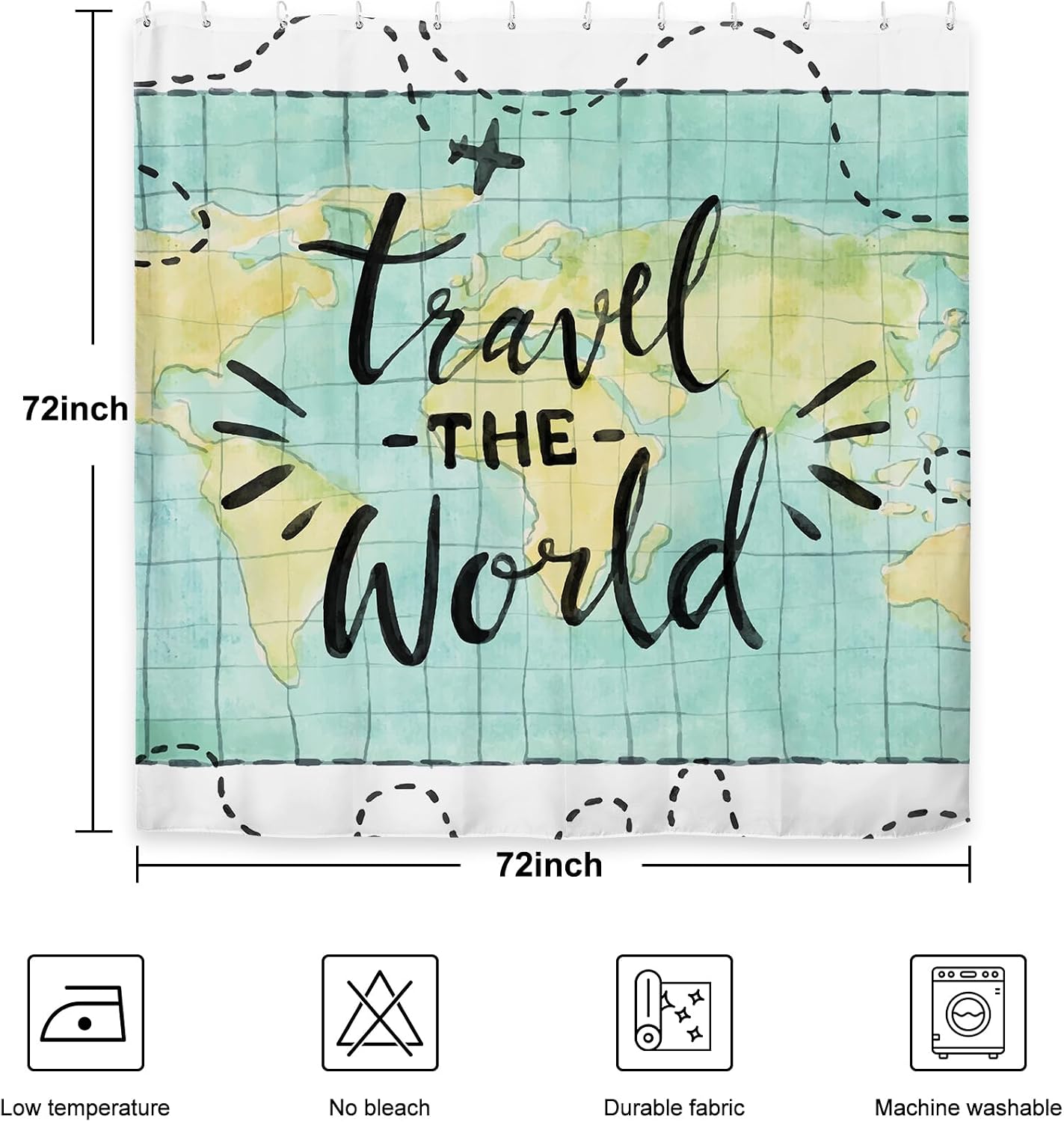 Travel The World Shower Curtain Nautical Adventure Wanderlust Home Decor