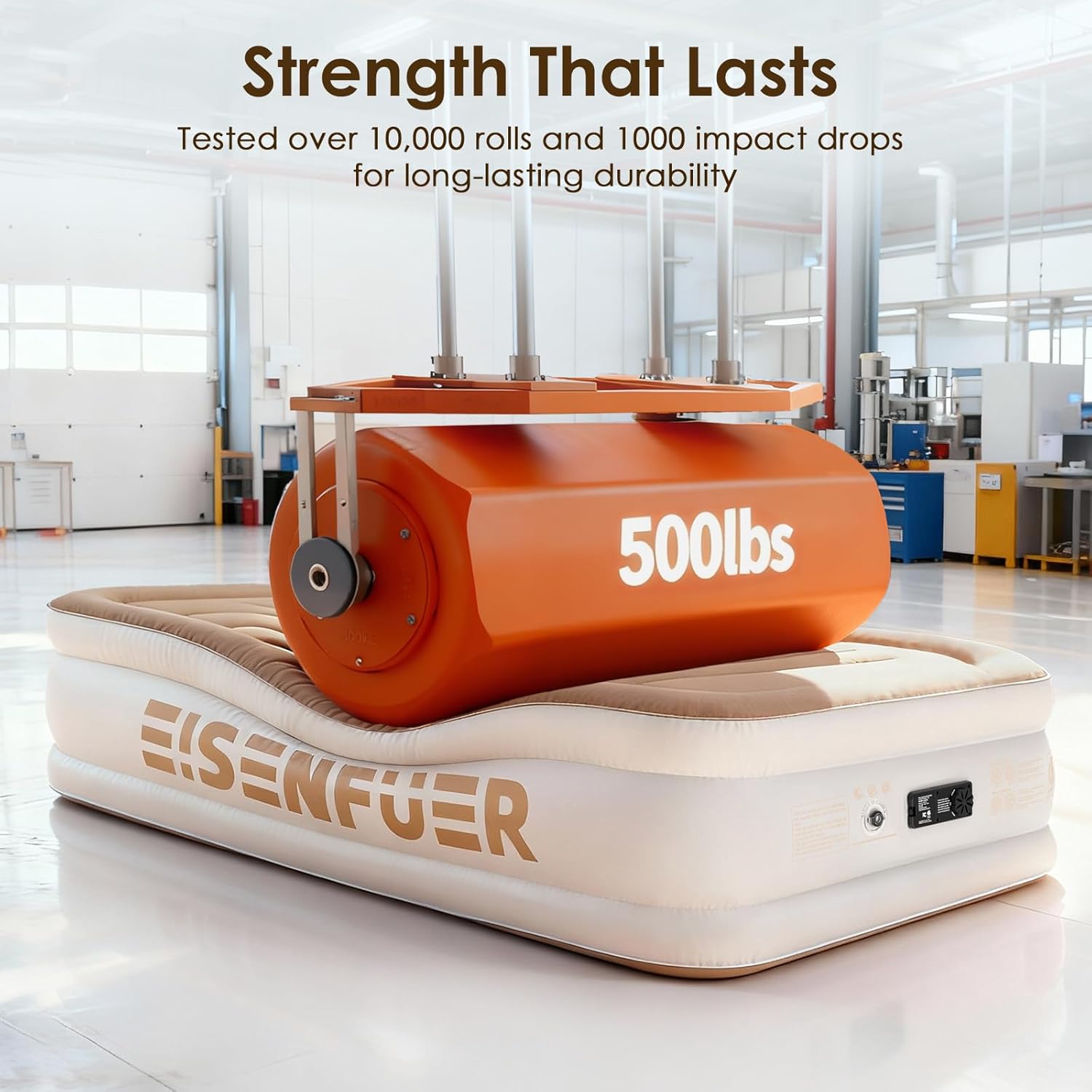 Air Mattress Twin XL with Built-in Pump – 18" Inflatable Bed with High-Speed Pump, Comfy & Durable Blow Up Mattress, I-Beam Support, Carry Bag, Perfect for Guests, Moving, Dark Beige