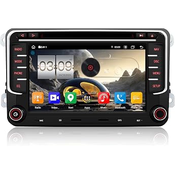 Android 15 Car Radio with Sat Nav for VW T5 Golf 5 6 Polo Sharan Seat Passat Tigu n Double DIN Radio 7 Inch IPS Screen Mediareceiver 4G + 64G with CarPlay Android Car Bluetooth PDC RDS CD