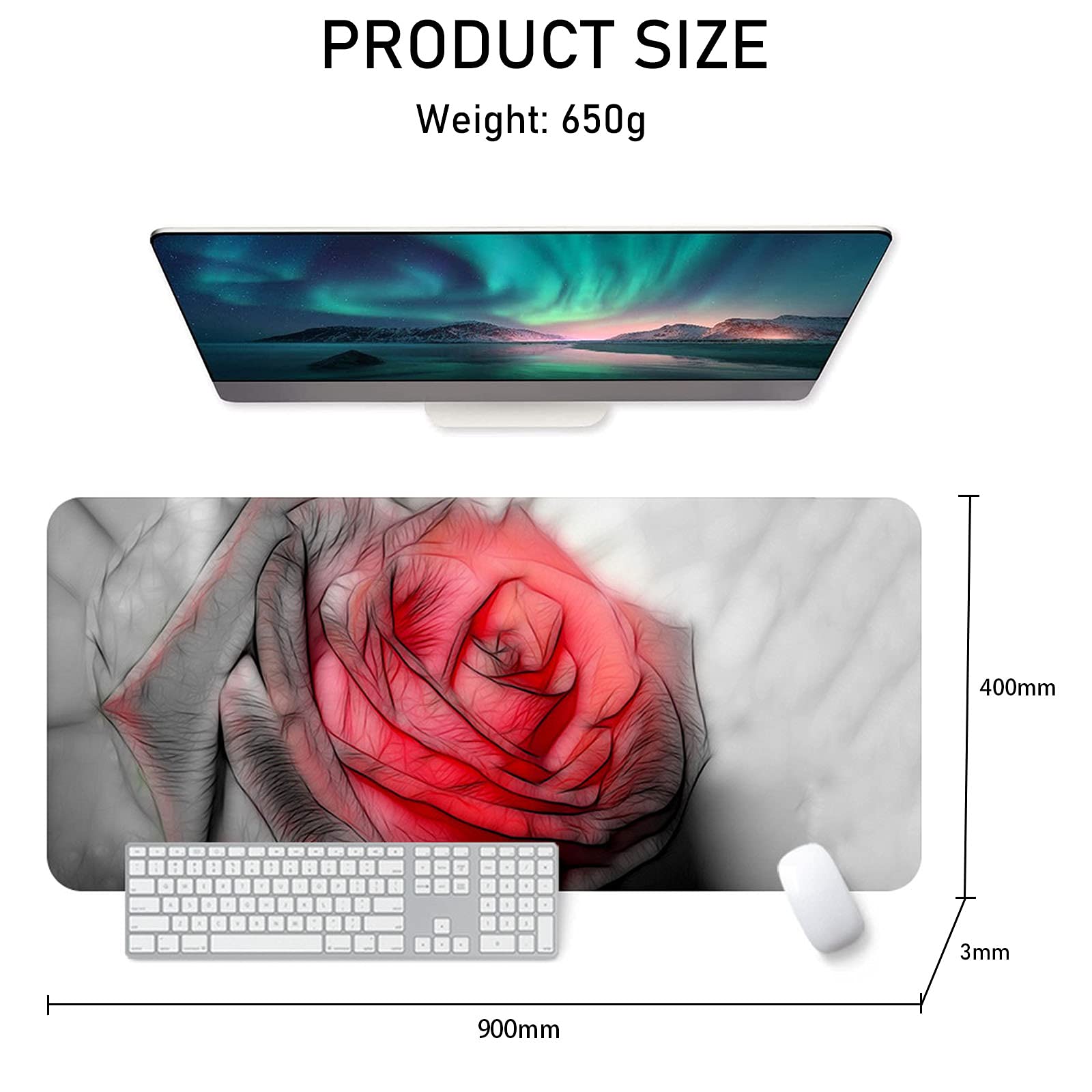 FORRICA Mouse Pad XXL 900 x 400mm Gaming Mouse Pad with World Map Vintage Non-Slip Waterproof Smooth Surface for PC