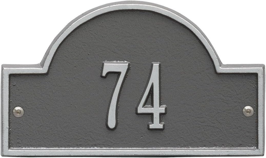Whitehall Custom 1 Line Arch Marker Petite Wall Aluminum Address Plaque 8" L x 4.75" H