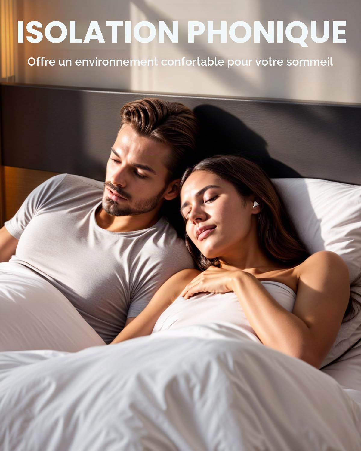 ANSTEN Casque de sommeil Bluetooth 5.4 - Écouteurs intra-auriculaires à réduction du bruit - Pour dormir sur le côté - 48 heures d'autonomie de la batterie - Écouteurs sans fil pour le sommeil