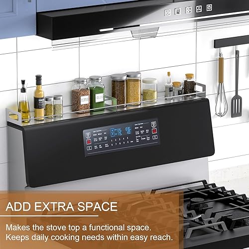 Miniatura 2 de THYGIFTREE Estante superior magnético para estufa, 2 piezas de acero inoxidable de 15 pulgadas, estante para horno, estante de especias para