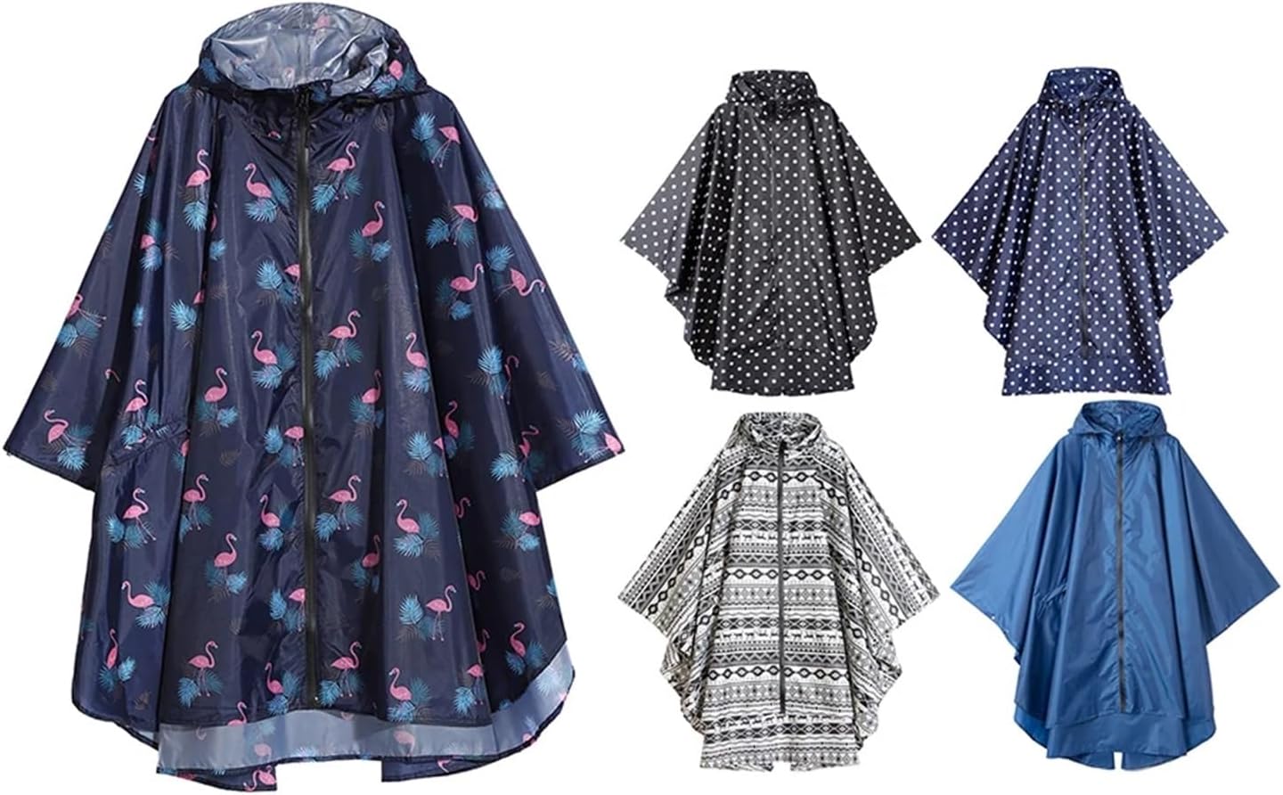 Women Raincoat Women's Raincoat Waterproof Rain Poncho Cloak with Hood for Hiking Climbing and Touring(Blue flower)