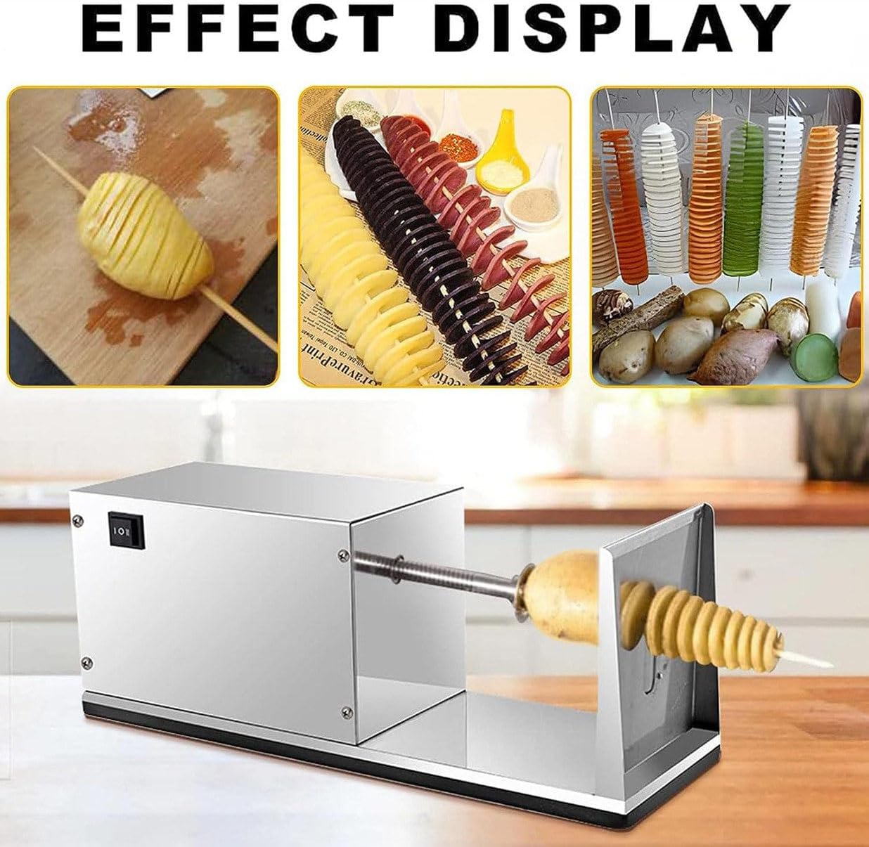 Electric Spiral Cutter for Homemade Potato Chips and Vegetable Slicing, Ideal for Sweet Potatoes, Carrots, Cucumbers