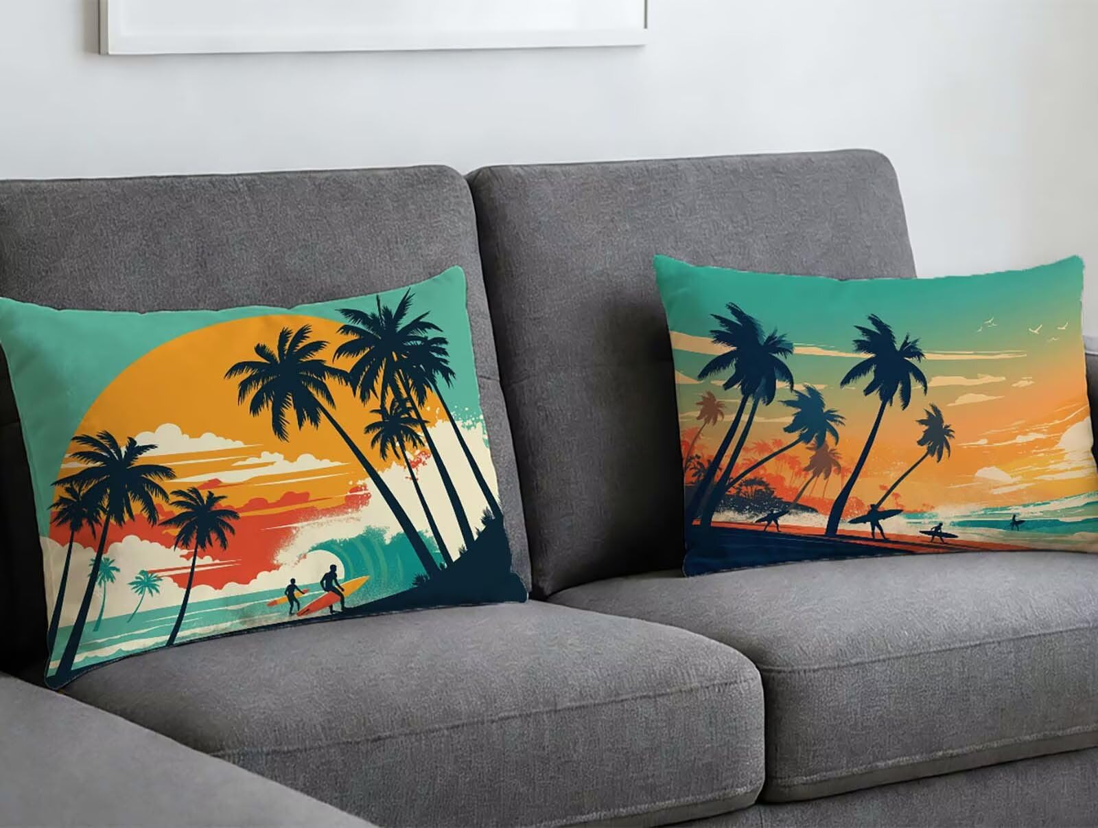 Coussin plantes tropicales en velours de qualite superieure 60x80 cm pour deco chic