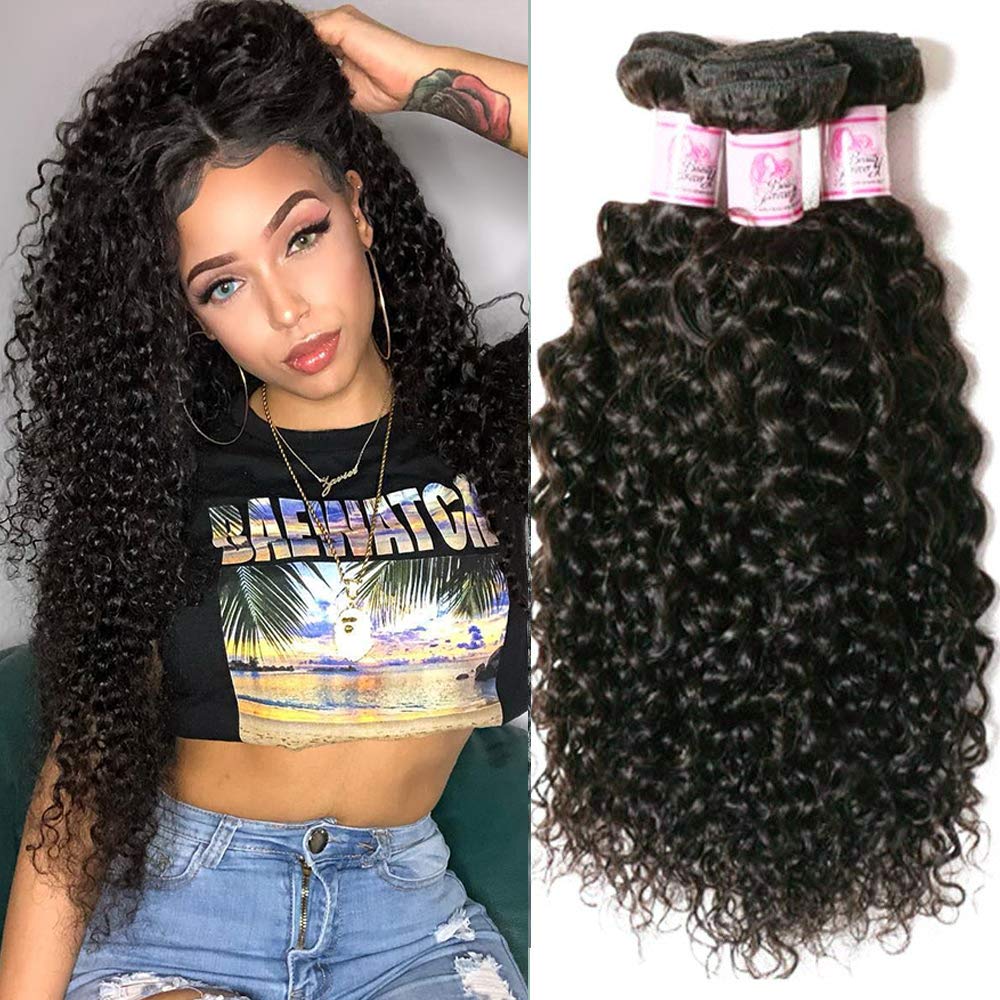 Beauty Forever Hair Brazilian Virgin Curly Hair Weave 3 Bundles 100% Unprocessed Human Hair Extensions Natural Color (100+/-5g)/ Pc (12 14 16) natural 12 14 16