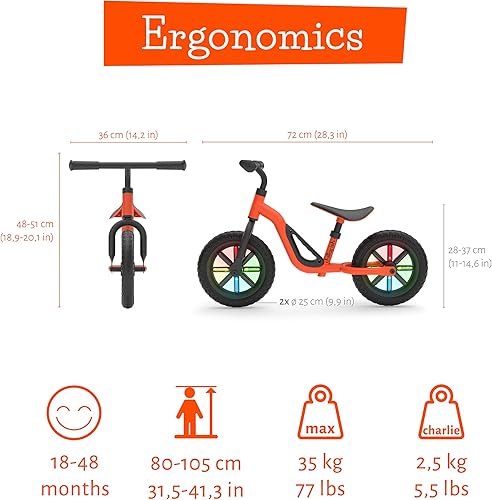 Miniatura 9 de Chillafish Charlie - Bicicleta de equilibrio ligera para niños de 18 a 48 meses, aprende a andar con neumáticos sin pinchazos de 10 pulgadas,