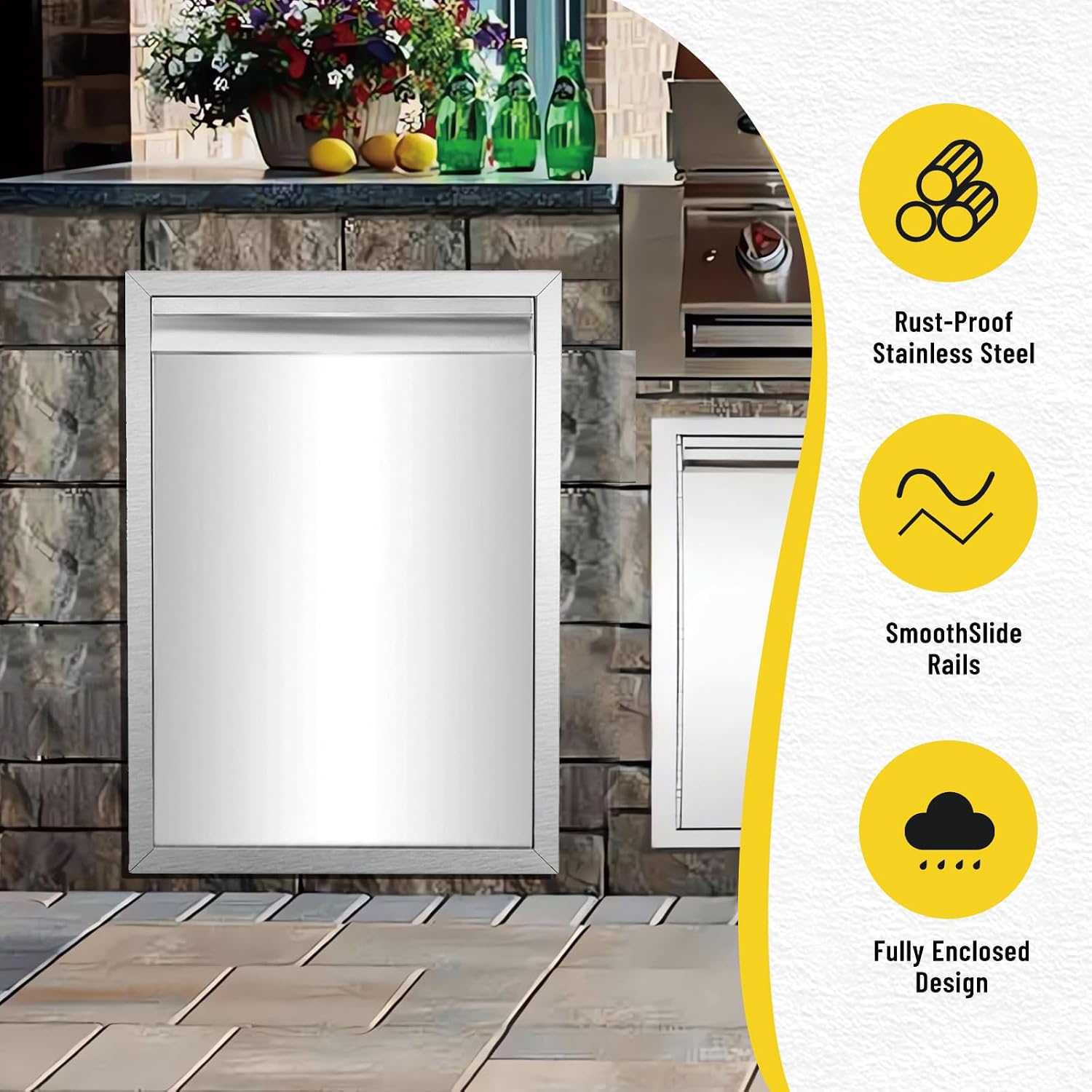 Outdoor Kitchen Pull Out Propane Or Garbage Drawer, 17W 23H 16D Sliding Track Type Propane or Garbage Drawer, Kitchen Cabinet BBQ Or Barbecue Island