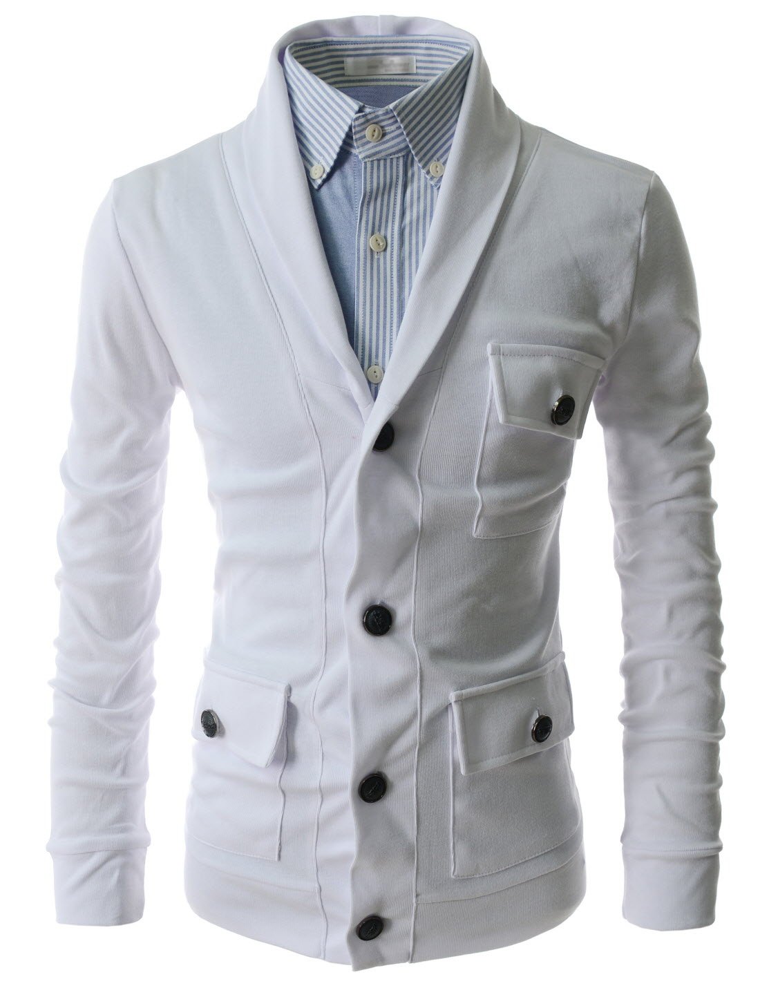 TheLees (GD132) Mens Slim Fit Collar Point Button Cardigan